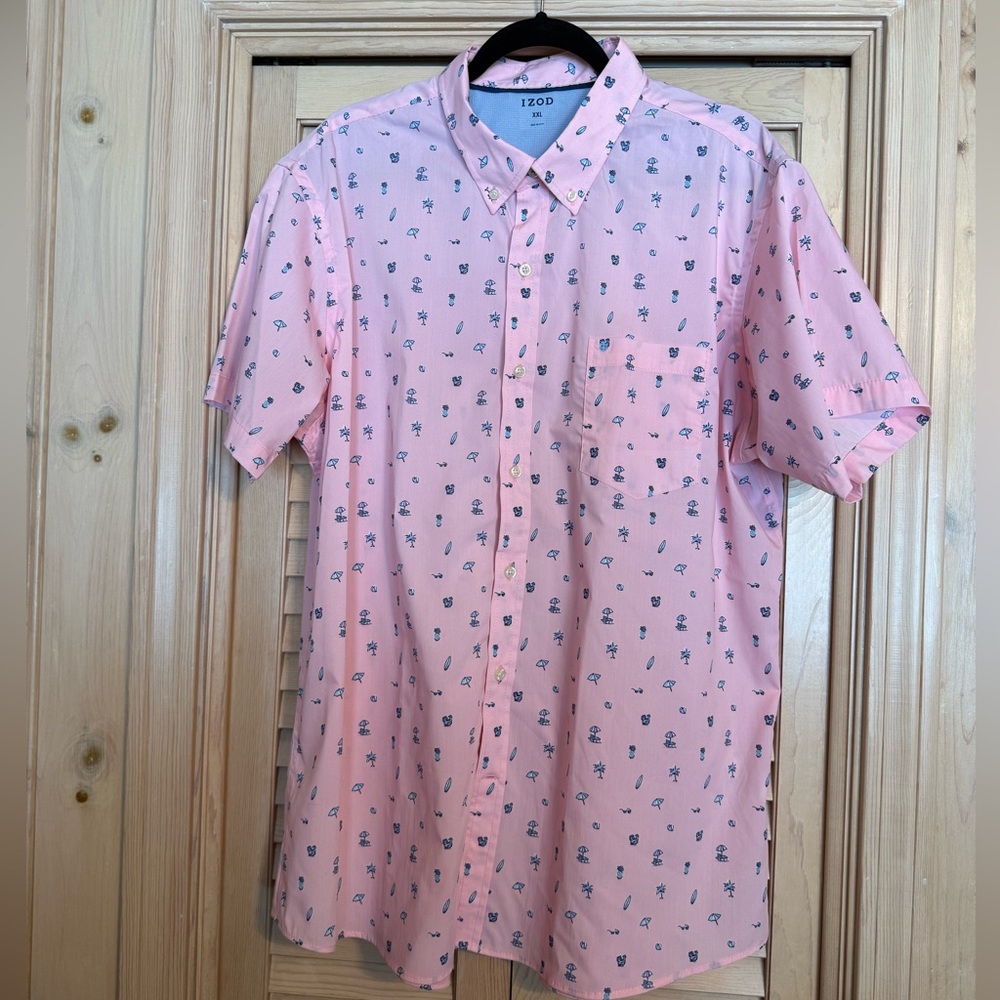 IZOD Mens Pink Tropical Breeze Woven Short Sleeve Shirt XX-Large NWOT